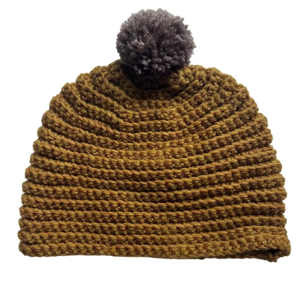 Cozy Yellow Knit Beanie with Pom Pom - Perfect for Winter!